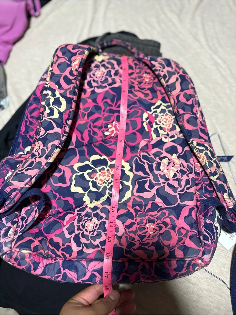 Vera Bradley Navy Pink Floral Quilted Backpack